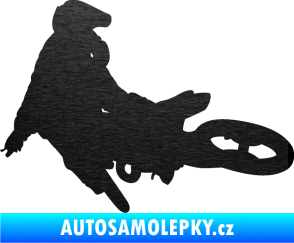 Samolepka Motorka 028 levá motokros škrábaný kov černý