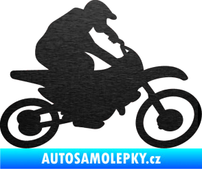 Samolepka Motorka 031 pravá motokros škrábaný kov černý