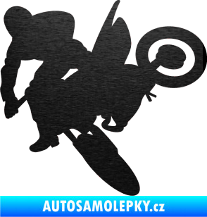 Samolepka Motorka 033 levá motokros škrábaný kov černý