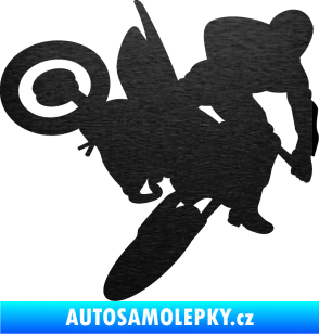 Samolepka Motorka 033 pravá motokros škrábaný kov černý