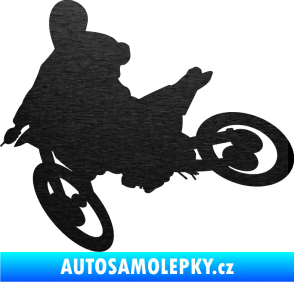 Samolepka Motorka 034 levá motokros škrábaný kov černý