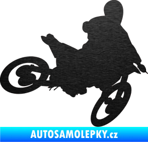 Samolepka Motorka 034 pravá motokros škrábaný kov černý