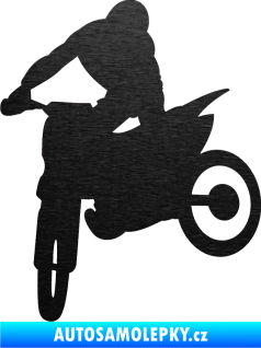 Samolepka Motorka 037 levá motokros škrábaný kov černý