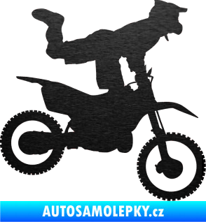 Samolepka Motorka 038 pravá motokros freestyle škrábaný kov černý