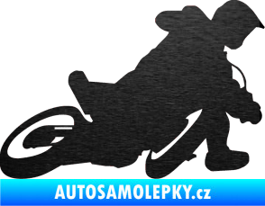 Samolepka Motorka 039 pravá motokros škrábaný kov černý