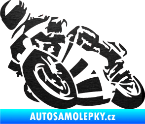 Samolepka Motorka 040 levá road racing škrábaný kov černý