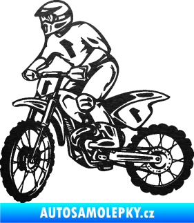 Samolepka Motorka 043 levá motokros škrábaný kov černý