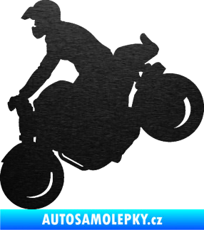 Samolepka Motorka 044 levá motokros škrábaný kov černý