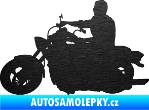 Samolepka Motorka 049 levá škrábaný kov černý