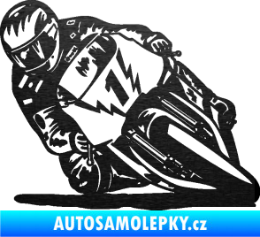 Samolepka Motorka 051 levá škrábaný kov černý