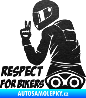 Samolepka Motorkář 003 levá respect for bikers nápis škrábaný kov černý