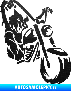 Samolepka Motorkář 015 pravá harley škrábaný kov černý