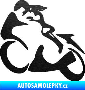 Samolepka Motorkářka 001 levá škrábaný kov černý