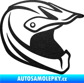 Samolepka Motorkářská helma 001 pravá škrábaný kov černý