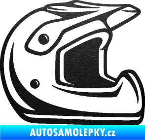 Samolepka Motorkářská helma 002 pravá škrábaný kov černý