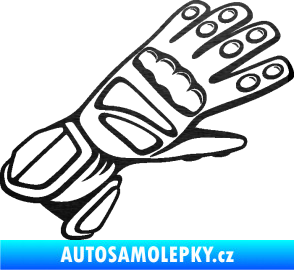 Samolepka Motorkářské rukavice 002 pravá škrábaný kov černý