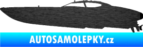 Samolepka Motorový člun 002 levá škrábaný kov černý