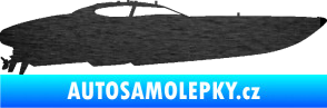 Samolepka Motorový člun 002 pravá škrábaný kov černý