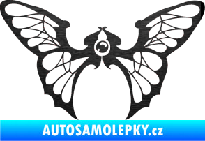 Samolepka Motýl 001 pravá škrábaný kov černý