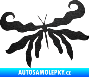 Samolepka Motýl 004 levá škrábaný kov černý