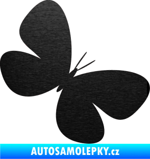 Samolepka Motýl 005 pravá škrábaný kov černý