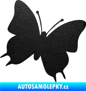 Samolepka Motýl 007 pravá škrábaný kov černý
