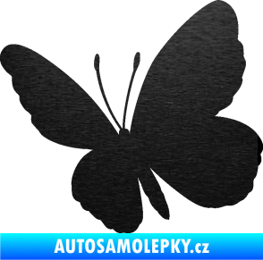 Samolepka Motýl 009 levá škrábaný kov černý