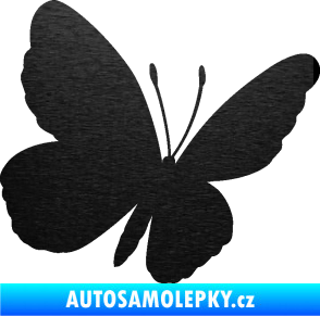 Samolepka Motýl 009 pravá škrábaný kov černý