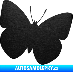 Samolepka Motýl 011 pravá škrábaný kov černý