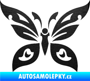 Samolepka Motýl 014 škrábaný kov černý