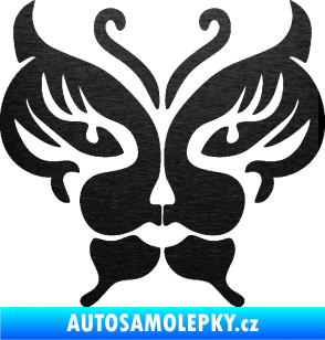 Samolepka Motýl 016 kočičí obličej škrábaný kov černý