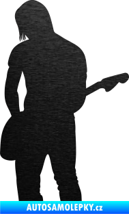 Samolepka Music 005 levá hráč na kytaru škrábaný kov černý