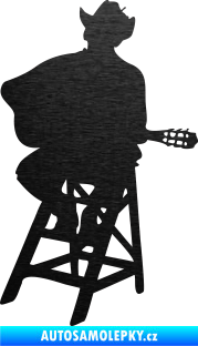 Samolepka Music 013 levá kytarista škrábaný kov černý