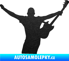 Samolepka Music 024 pravá kytarista rocker škrábaný kov černý