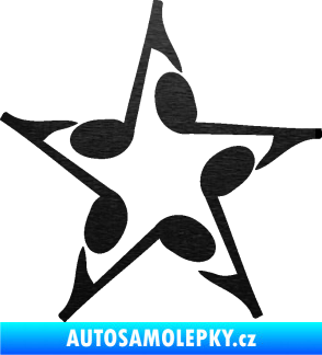 Samolepka Music hvězda z not škrábaný kov černý
