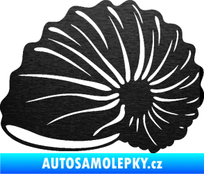 Samolepka Mušle 002 levá ulita škrábaný kov černý