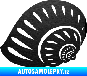 Samolepka Mušle 004 levá ulita škrábaný kov černý