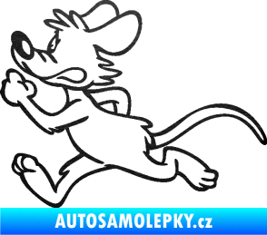 Samolepka Myš 001 levá sprintuje škrábaný kov černý