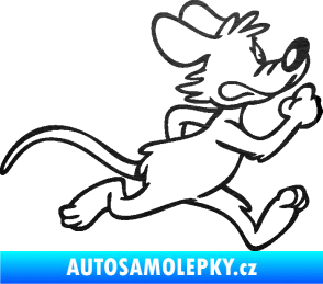 Samolepka Myš 001 pravá sprintuje škrábaný kov černý