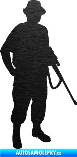 Samolepka Myslivec 004 pravá škrábaný kov černý