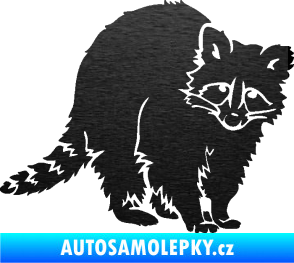 Samolepka Mýval 002 pravá škrábaný kov černý