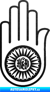Samolepka Náboženský symbol Džinismus Ahimsa škrábaný kov černý