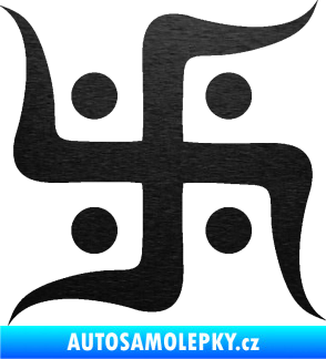 Samolepka Náboženský symbol Džinismus Svastika  škrábaný kov černý