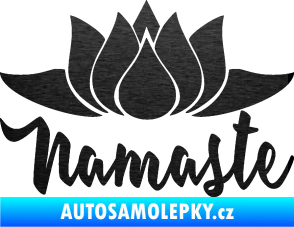 Samolepka Namaste 001 lotosový květ škrábaný kov černý