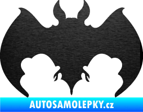 Samolepka Netopýr 002 škrábaný kov černý