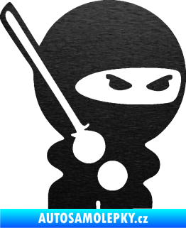Samolepka Ninja baby 001 pravá škrábaný kov černý