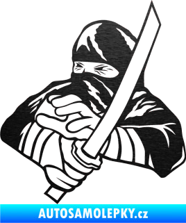 Samolepka Ninja silueta levá škrábaný kov černý