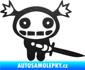 Samolepka Ninja zombie girl pravá škrábaný kov černý