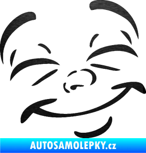 Samolepka Obličej 004 pravá šťastný škrábaný kov černý