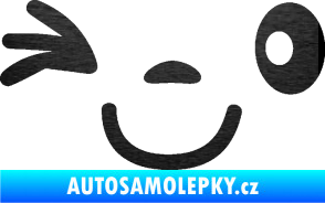 Samolepka Obličej 008 levá mrkající škrábaný kov černý